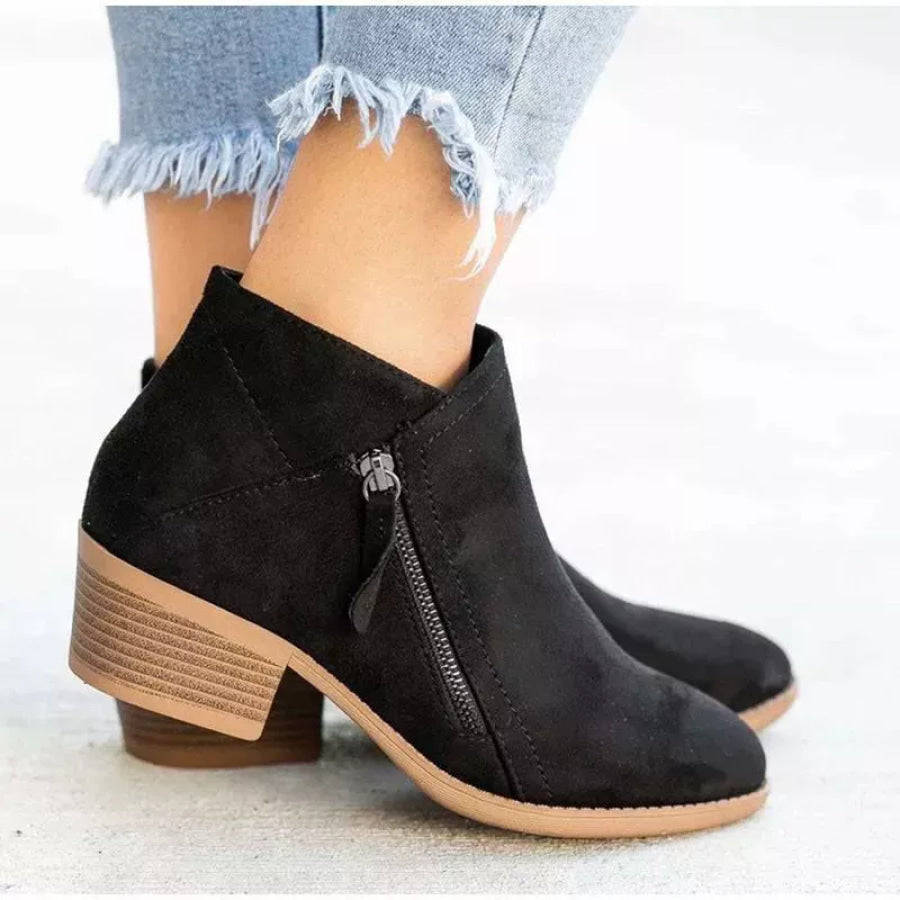 Point Toe Block Heels Boots Apparel and Accessories