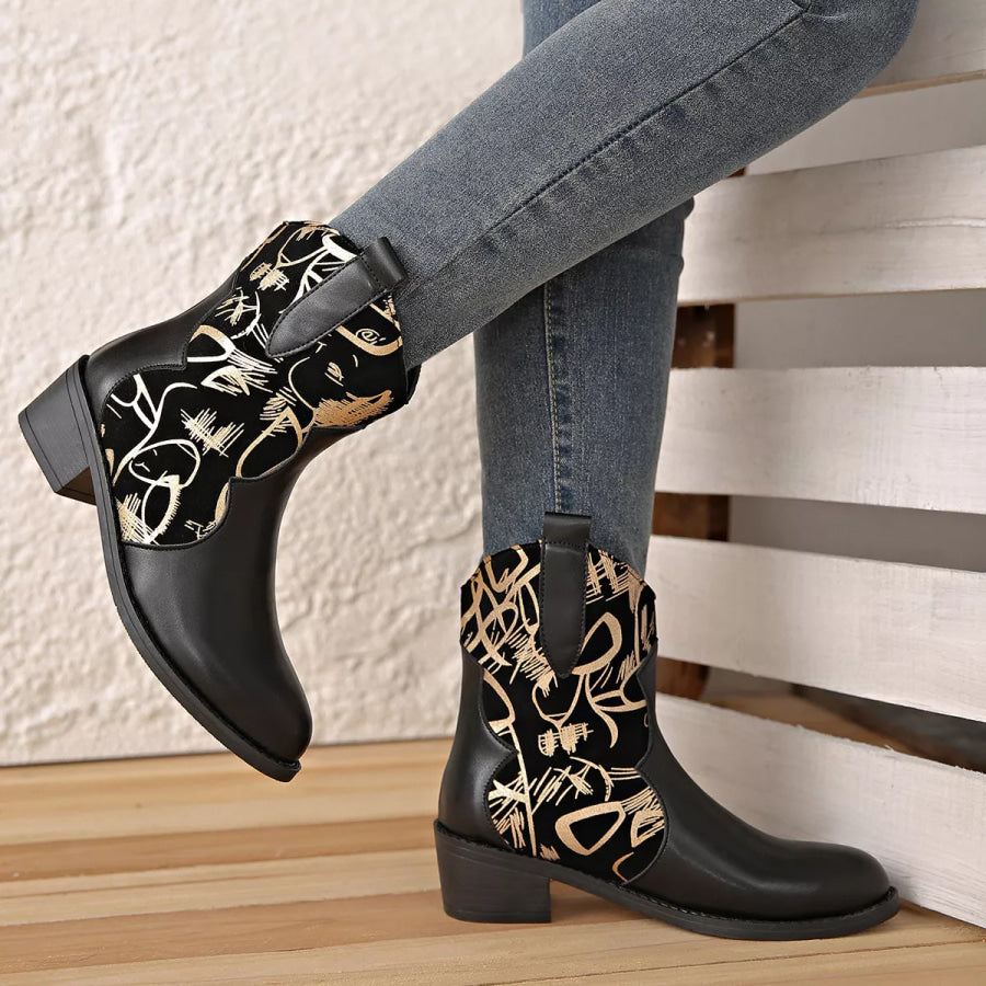 Point Toe Block Heels Boots Black / 35 Apparel and Accessories