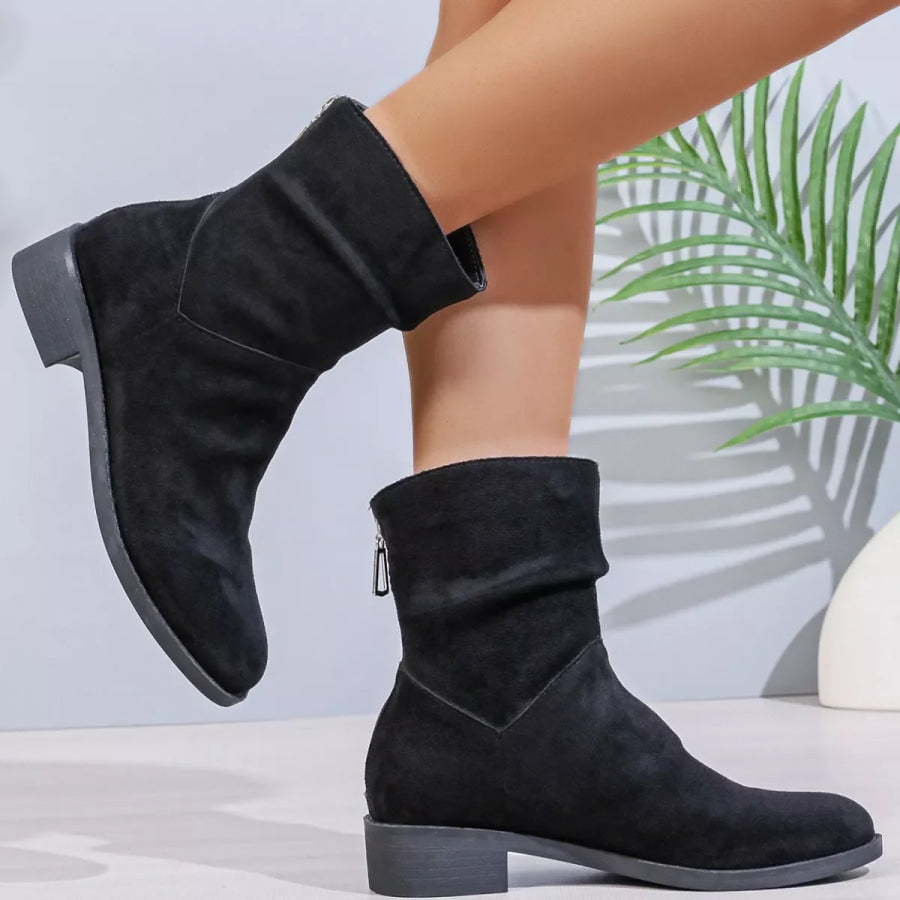 Point Toe Block Heels Boots Black / 36 Apparel and Accessories
