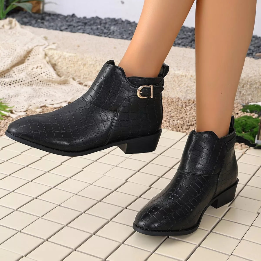 Point Toe Block Heels Boots Black / 36 Apparel and Accessories