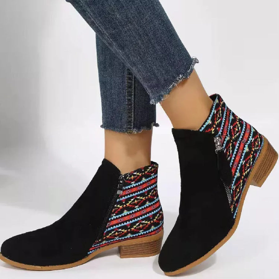 Point Toe Block Heels Boots Rice Suit / 35 Apparel and Accessories