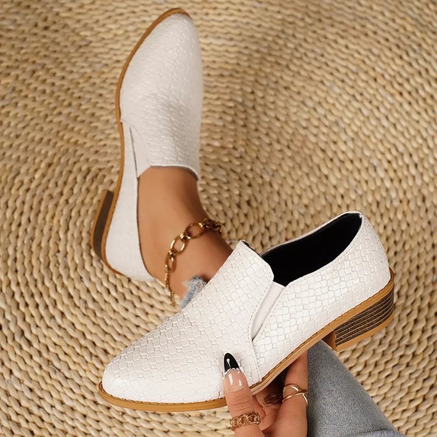 Point Toe Block Heels Loafers Apparel and Accessories