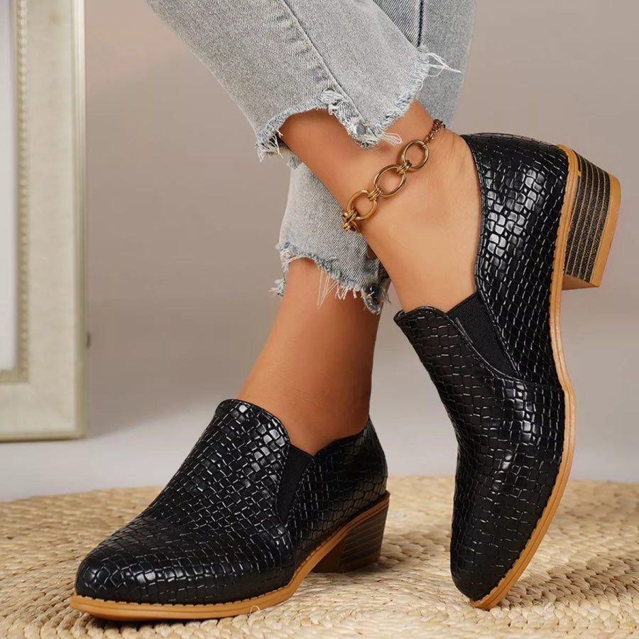 Point Toe Block Heels Loafers Apparel and Accessories