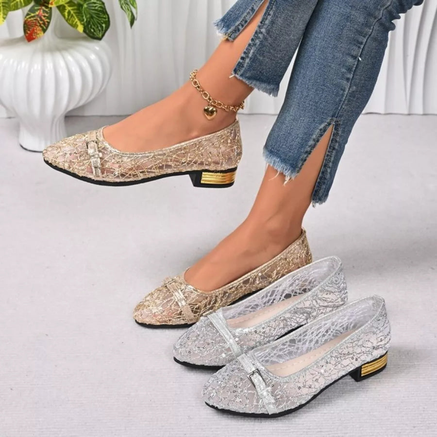 Point Toe Block Heels Loafers Apparel and Accessories