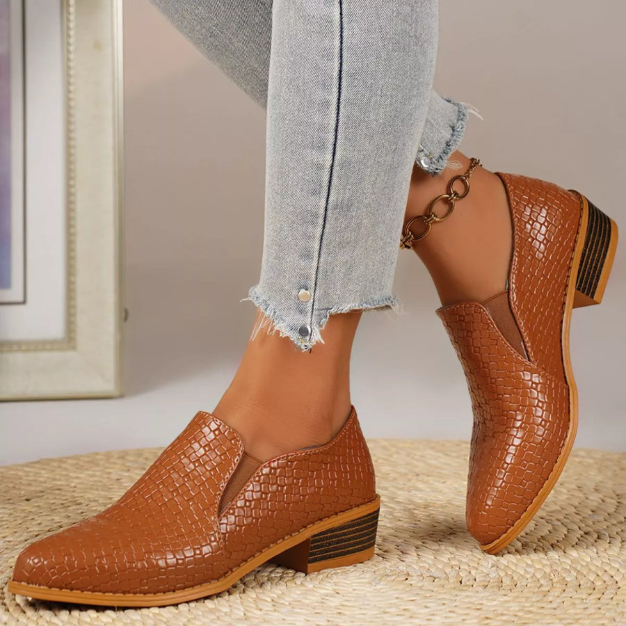 Point Toe Block Heels Loafers Apparel and Accessories