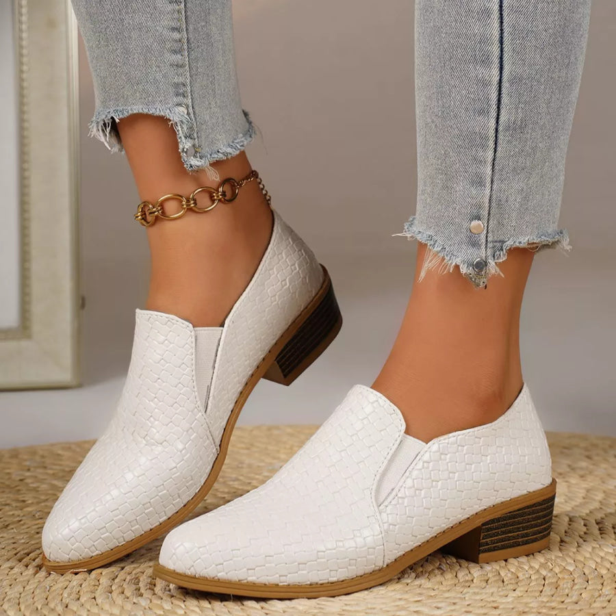 Point Toe Block Heels Loafers Apparel and Accessories