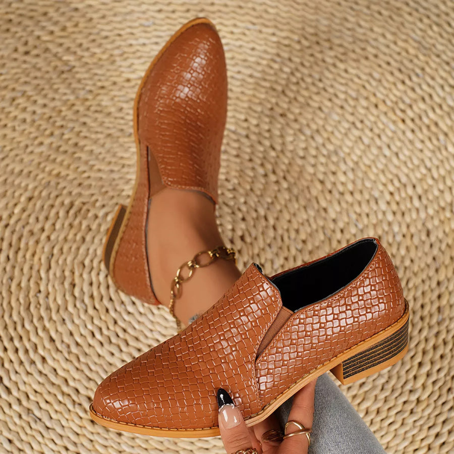 Point Toe Block Heels Loafers Apparel and Accessories