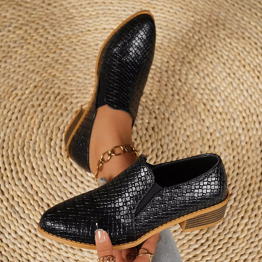 Point Toe Block Heels Loafers Apparel and Accessories