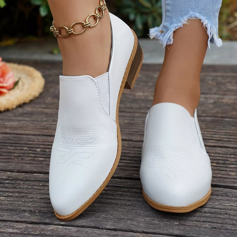 Point Toe Block Heels Loafers Apparel and Accessories