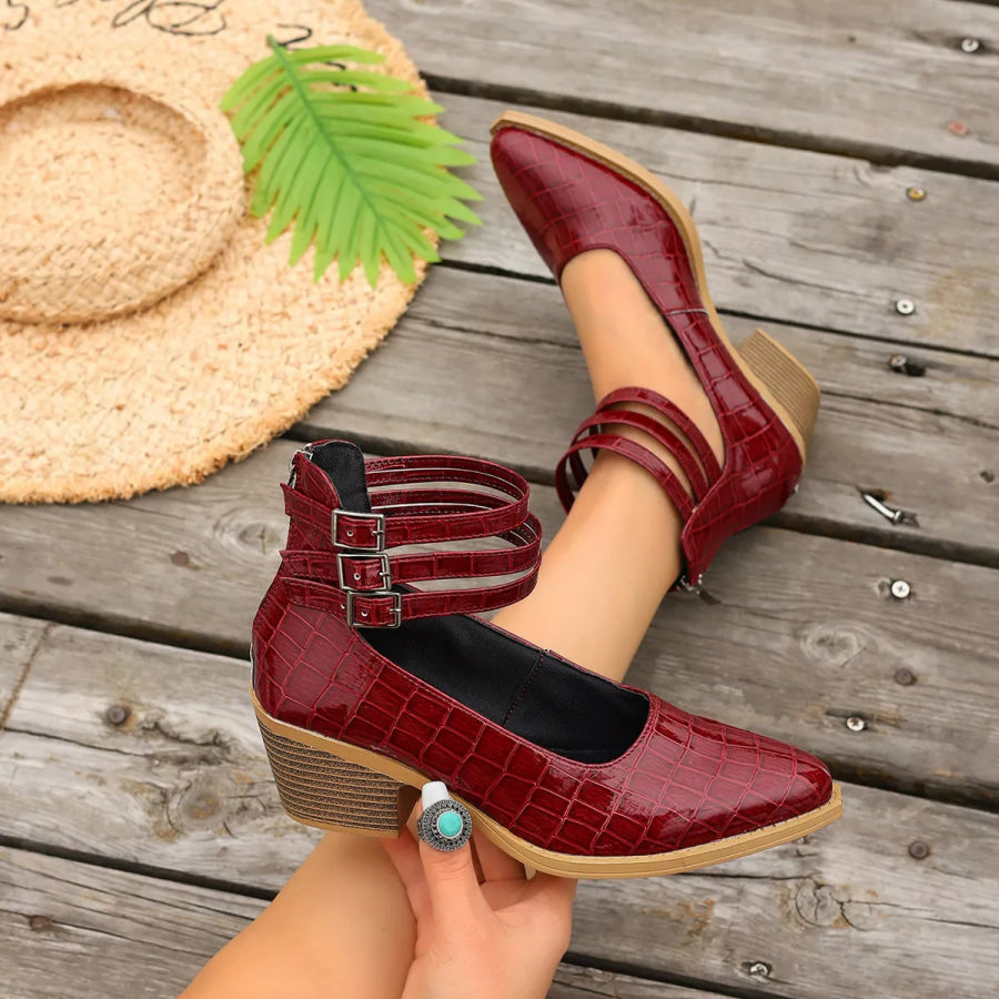 Point Toe Block Heels Pumps Apparel and Accessories