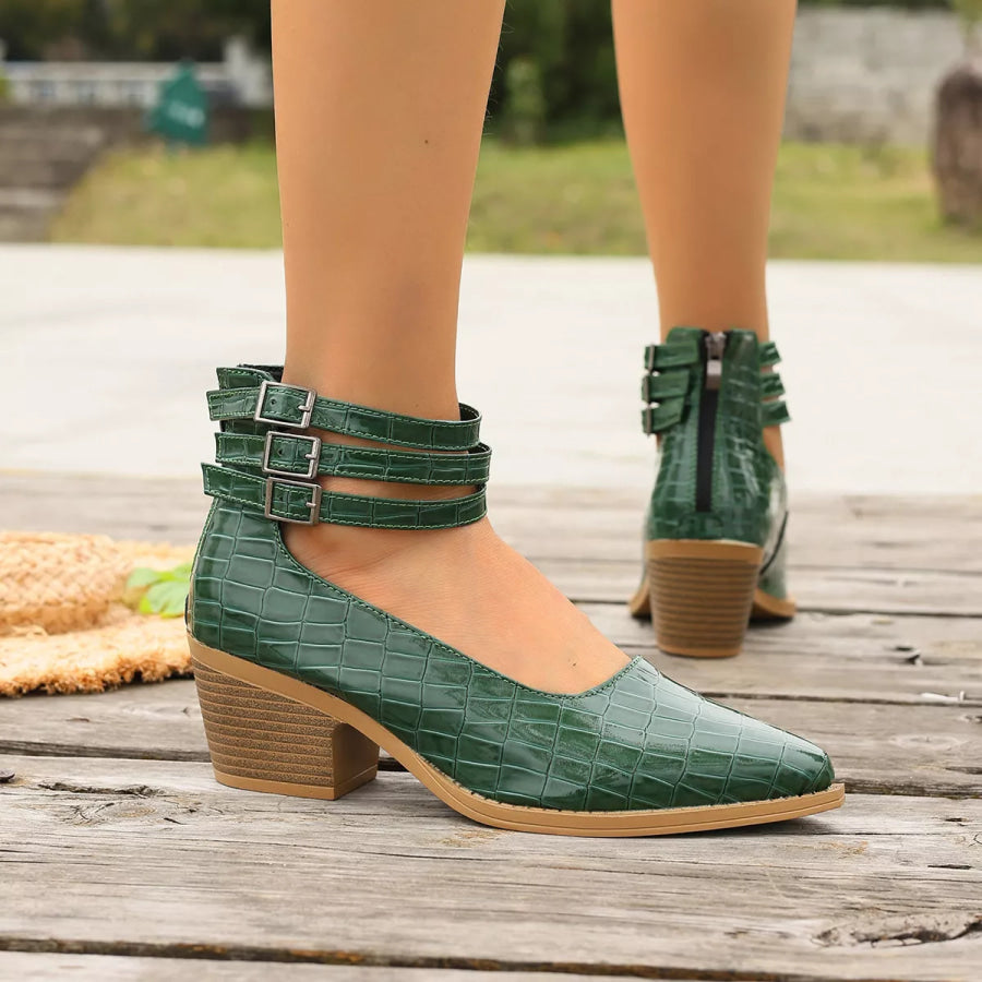 Point Toe Block Heels Pumps Apparel and Accessories