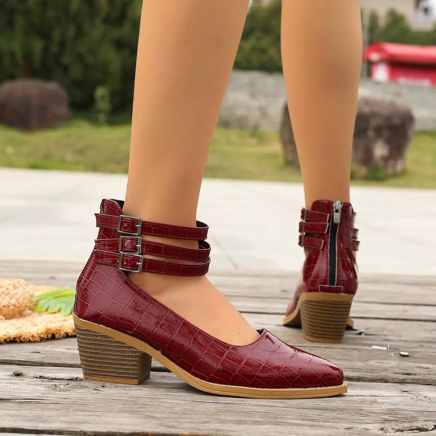 Point Toe Block Heels Pumps Apparel and Accessories