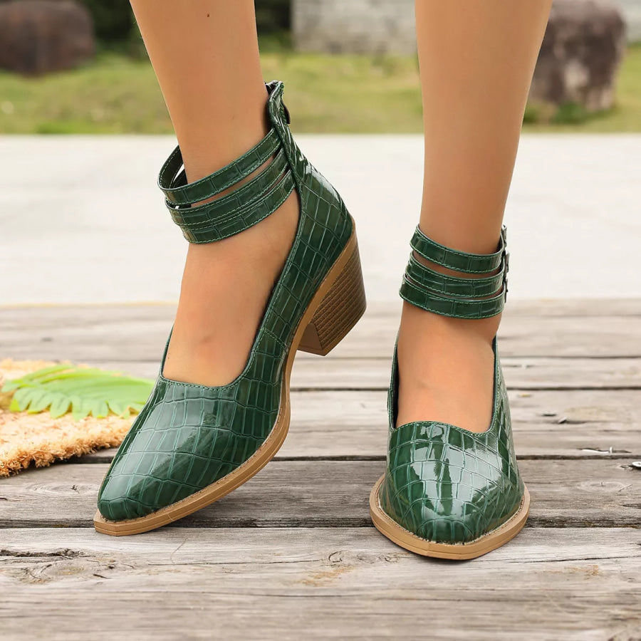 Point Toe Block Heels Pumps Apparel and Accessories
