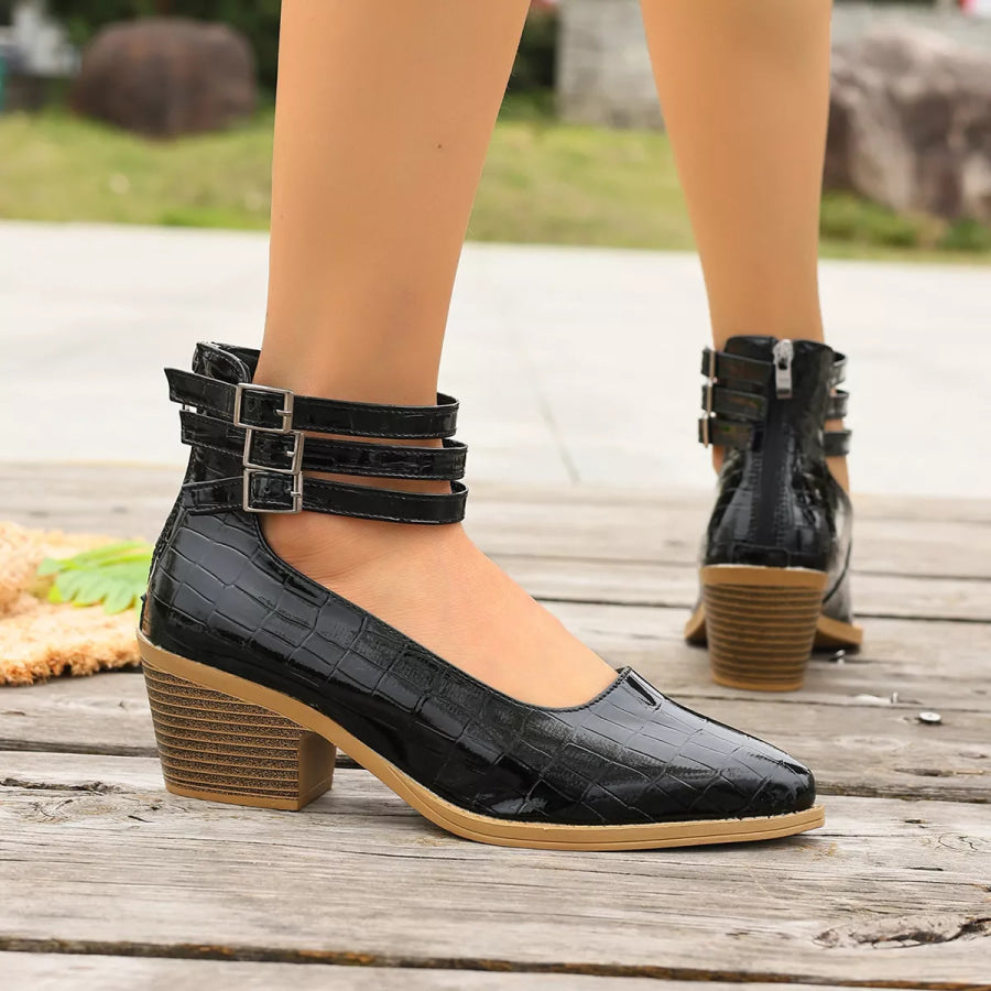 Point Toe Block Heels Pumps Apparel and Accessories