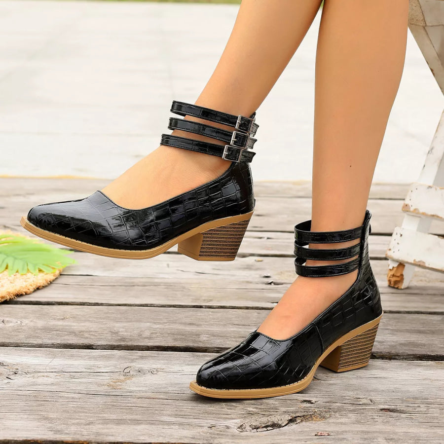 Point Toe Block Heels Pumps Apparel and Accessories