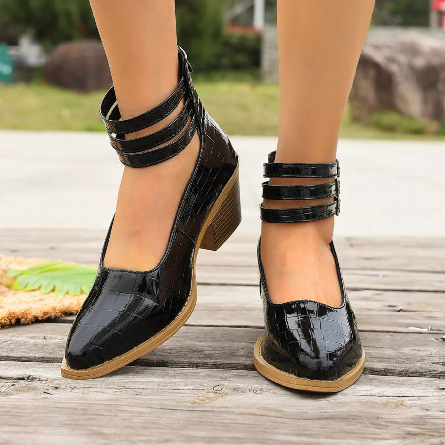 Point Toe Block Heels Pumps Apparel and Accessories