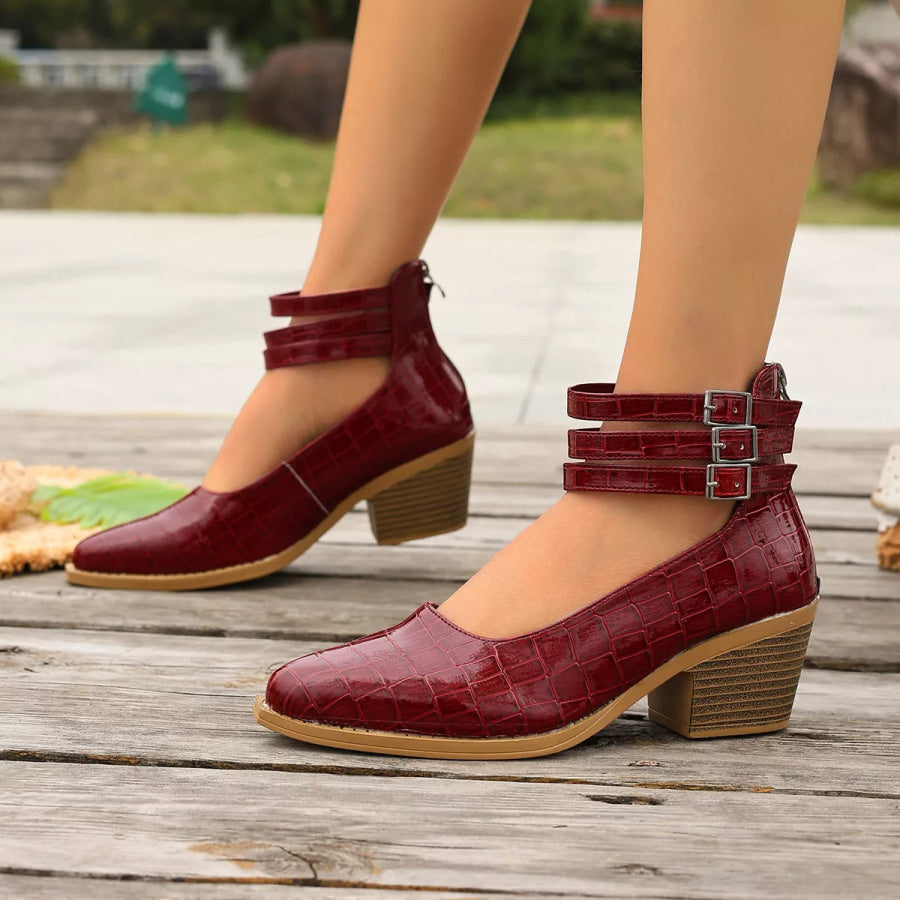 Point Toe Block Heels Pumps Apparel and Accessories
