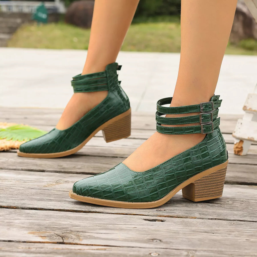 Point Toe Block Heels Pumps Apparel and Accessories