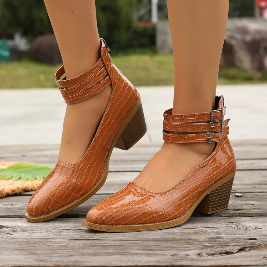 Point Toe Block Heels Pumps Apparel and Accessories