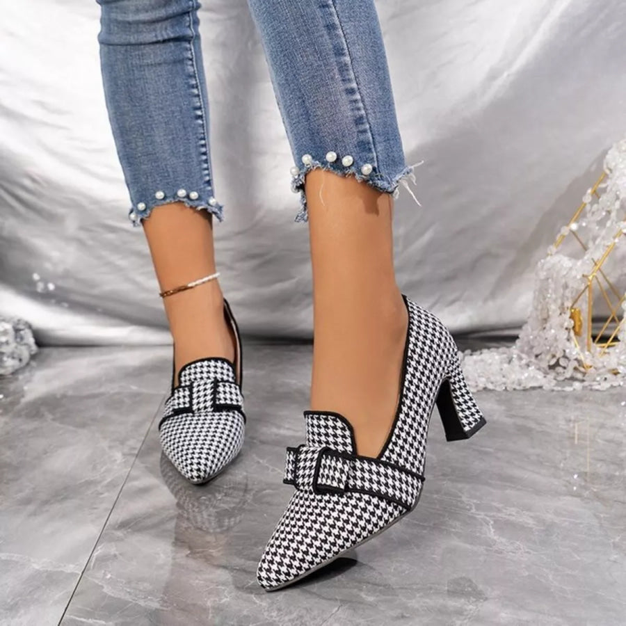 Point Toe Block Heels Pumps Black / 36 Apparel and Accessories