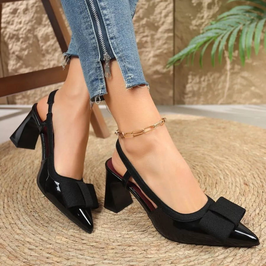 Point Toe Block Heels Slingback Sandals Apparel and Accessories