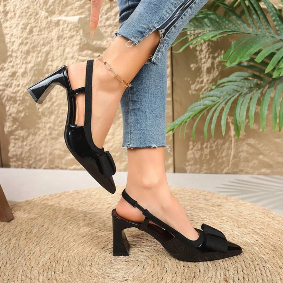 Point Toe Block Heels Slingback Sandals Apparel and Accessories