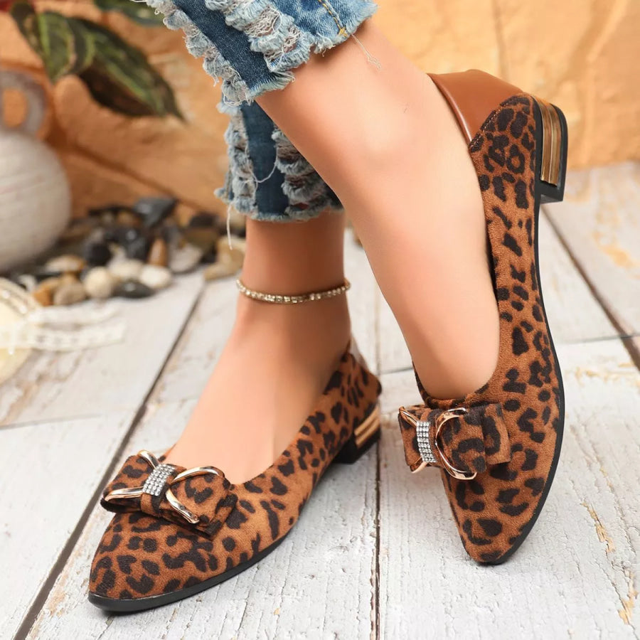 Point Toe Block Heels Slip-Ons Gold / 35 Apparel and Accessories