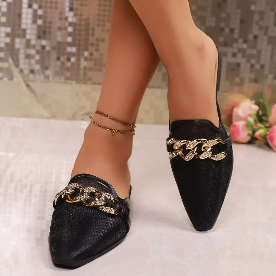 Point Toe Chain Detail Sandals Apparel and Accessories
