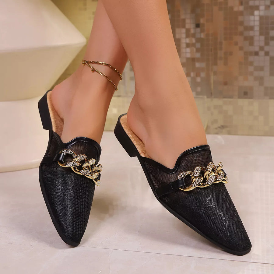 Point Toe Chain Detail Sandals Apparel and Accessories