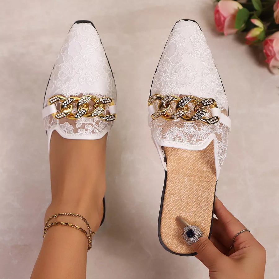 Point Toe Chain Detail Sandals Apparel and Accessories