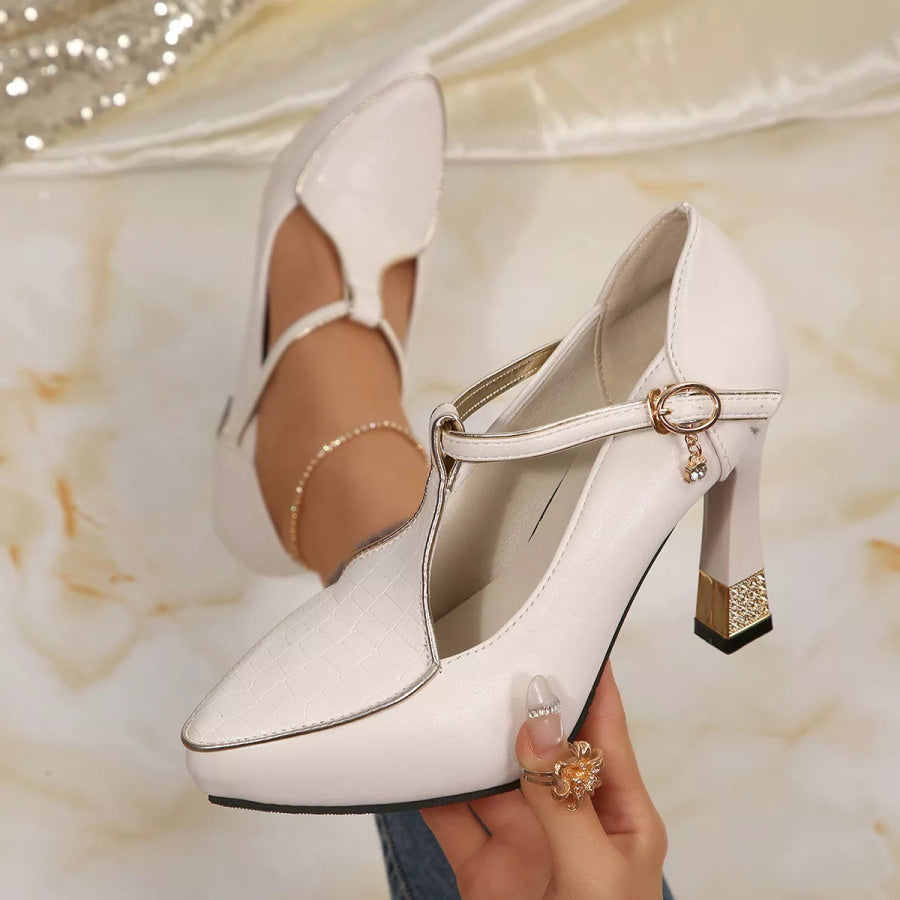Point Toe Flare Heels Pumps Apparel and Accessories
