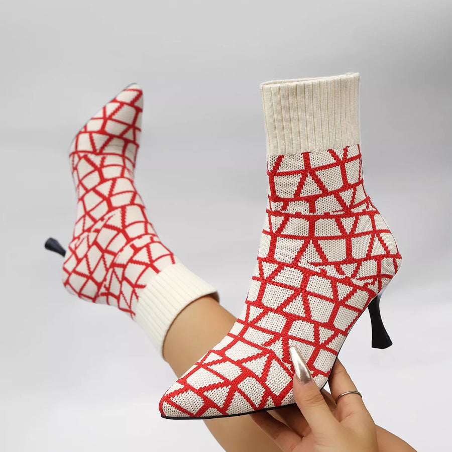 Point Toe Flared Heel Boots Apparel and Accessories