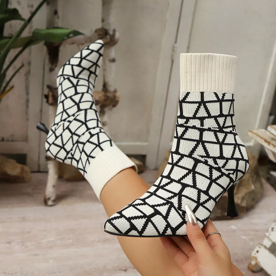 Point Toe Flared Heel Boots Apparel and Accessories