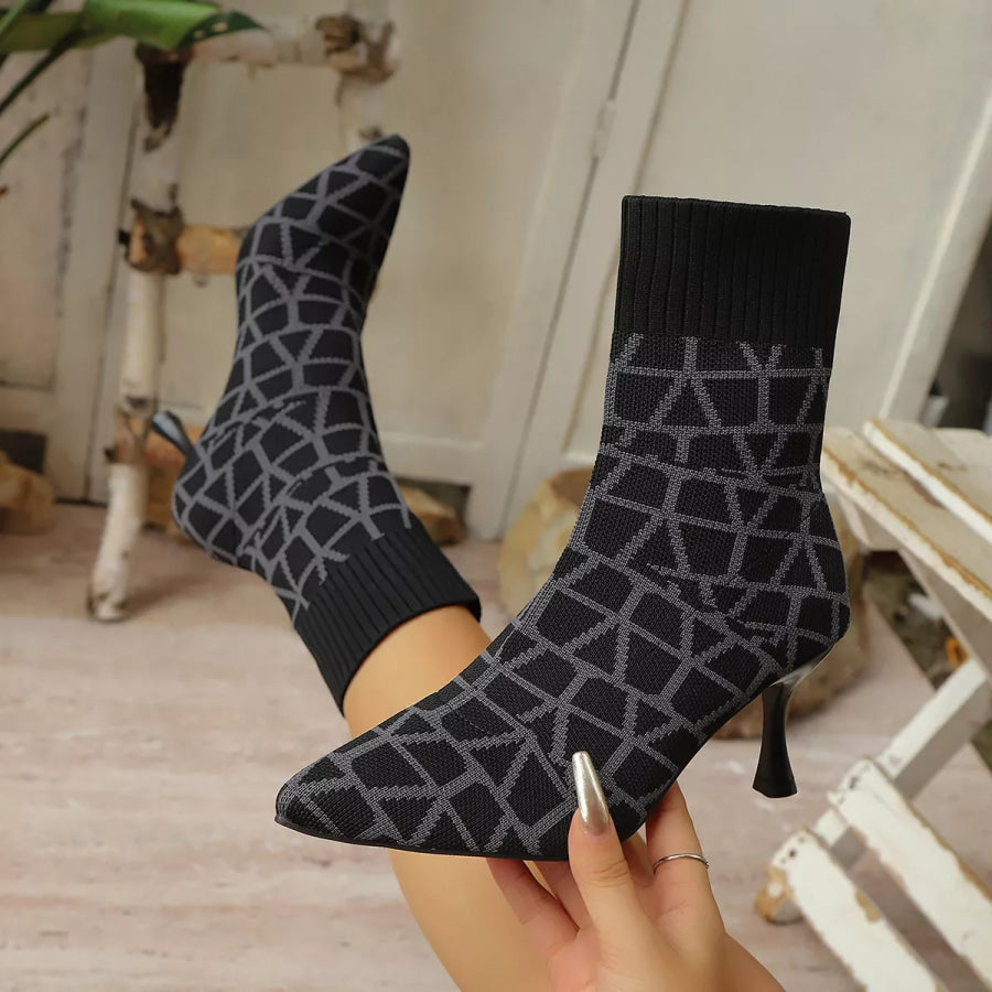 Point Toe Flared Heel Boots Apparel and Accessories