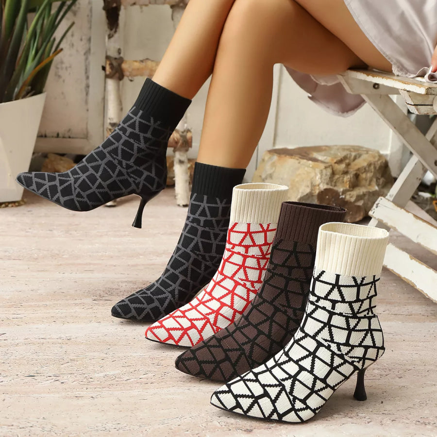 Point Toe Flared Heel Boots Apparel and Accessories