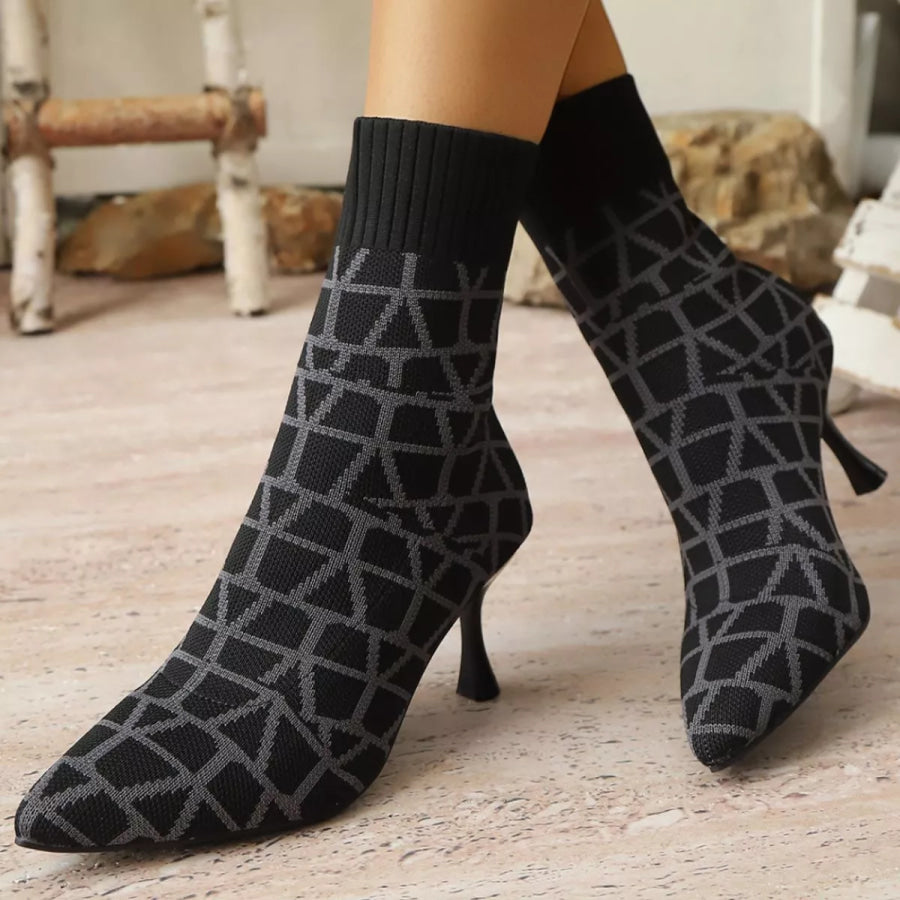 Point Toe Flared Heel Boots Apparel and Accessories