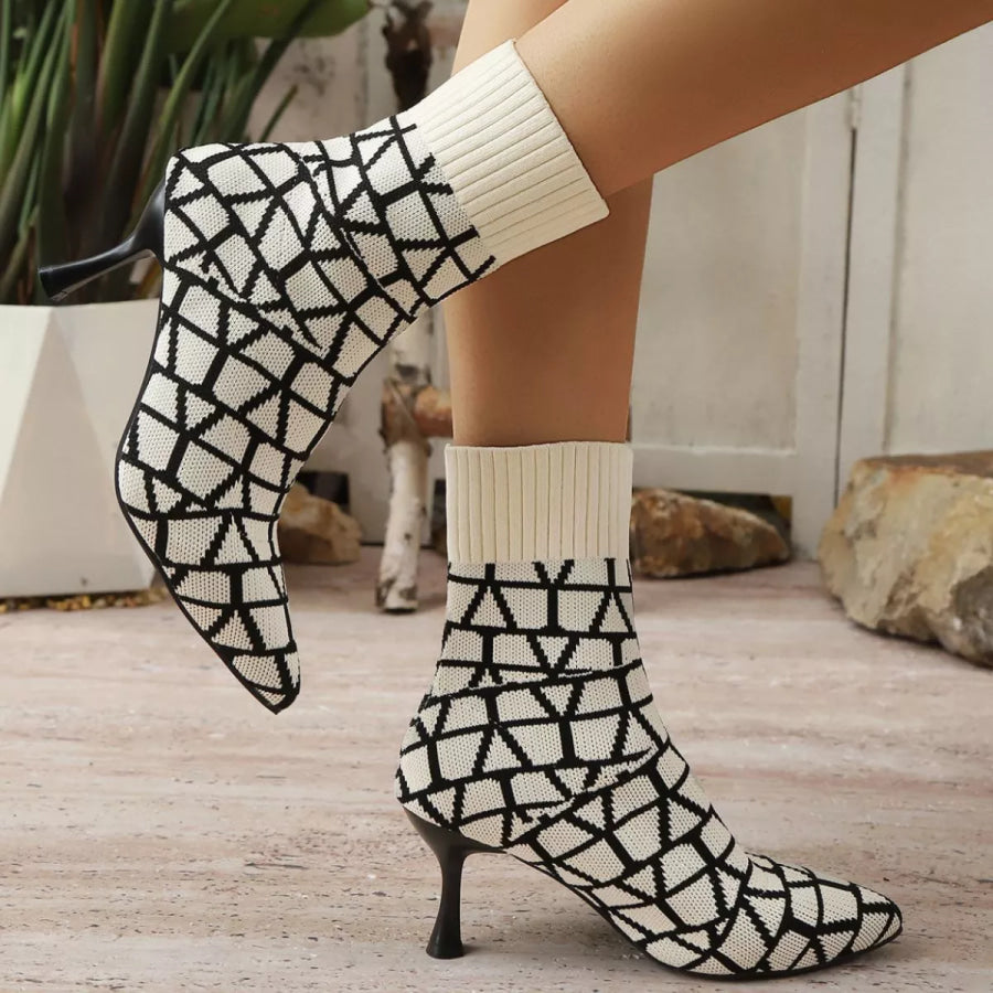 Point Toe Flared Heel Boots Apparel and Accessories