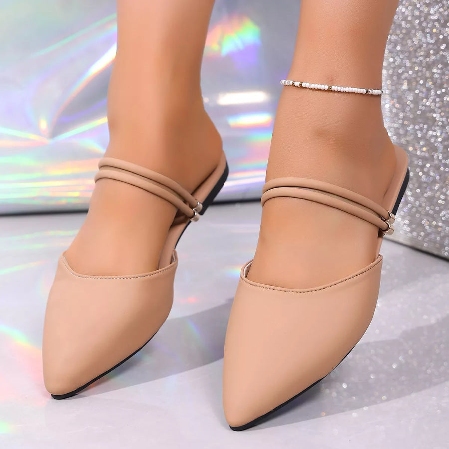 Point Toe Flats Sandals Apricot / 36 Apparel and Accessories