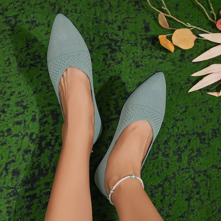 Point Toe Flats Slip-Ons Lake Blue / 36 Apparel and Accessories