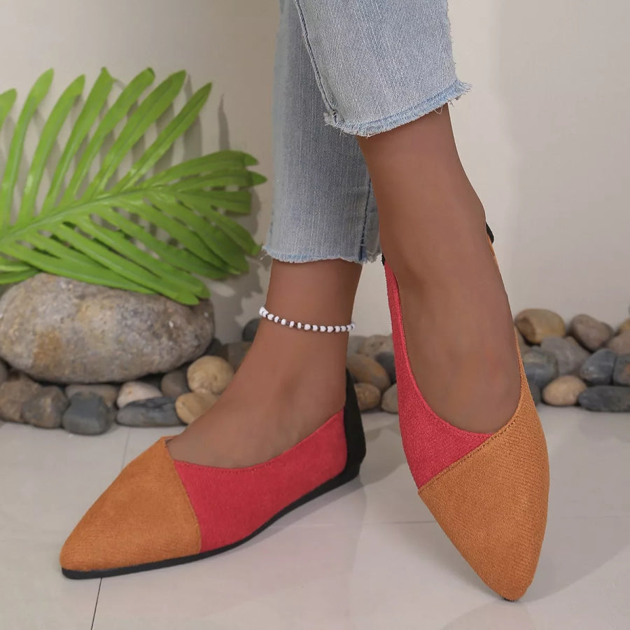 Point Toe Flats Slip-Ons Tan / 36 Apparel and Accessories