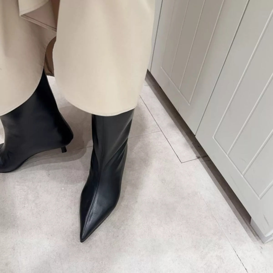Point Toe Kitten Heels Boots Apparel and Accessories