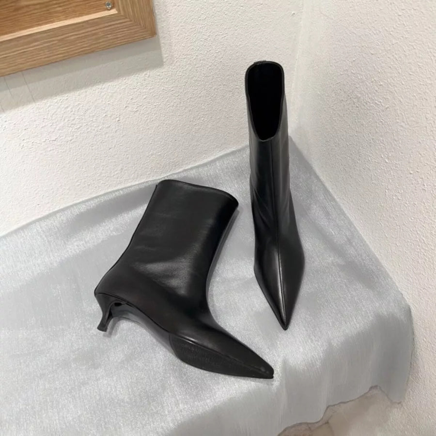 Point Toe Kitten Heels Boots Apparel and Accessories