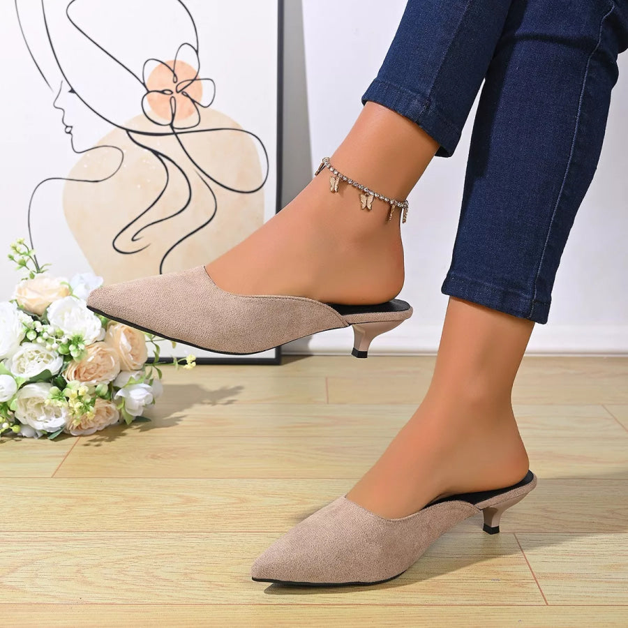 Point Toe Kitten Heels Pumps Apricot / 35 Apparel and Accessories