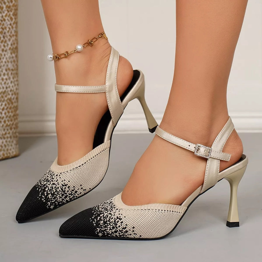 Point Toe Kitten Heels Sandals Black / 36 Apparel and Accessories
