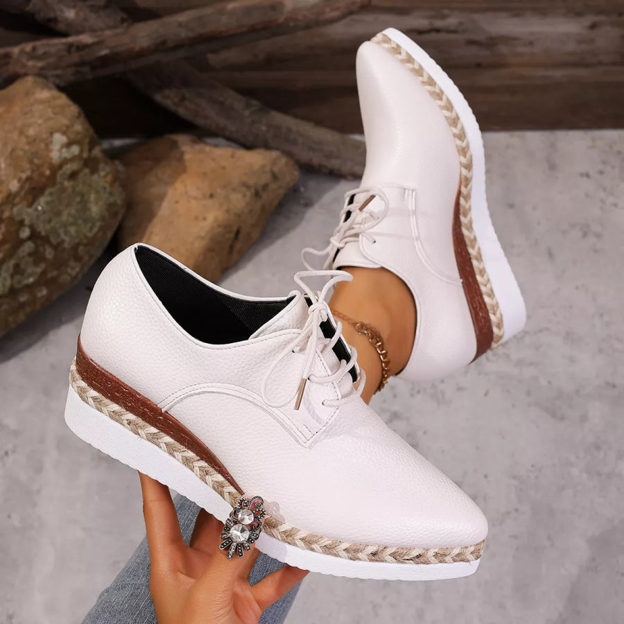 Point Toe Lace Up Sneakers Apparel and Accessories
