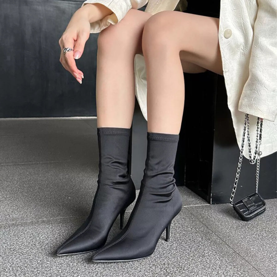 Point Toe Mid Heel Boots Apparel and Accessories