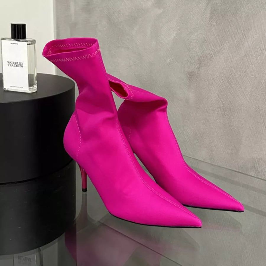 Point Toe Mid Heel Boots Apparel and Accessories