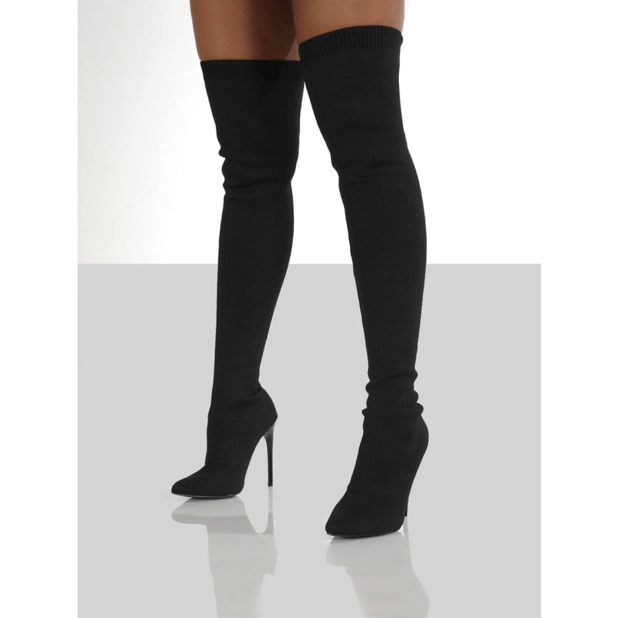 Point Toe Over Knee Stiletto Boots Apparel and Accessories