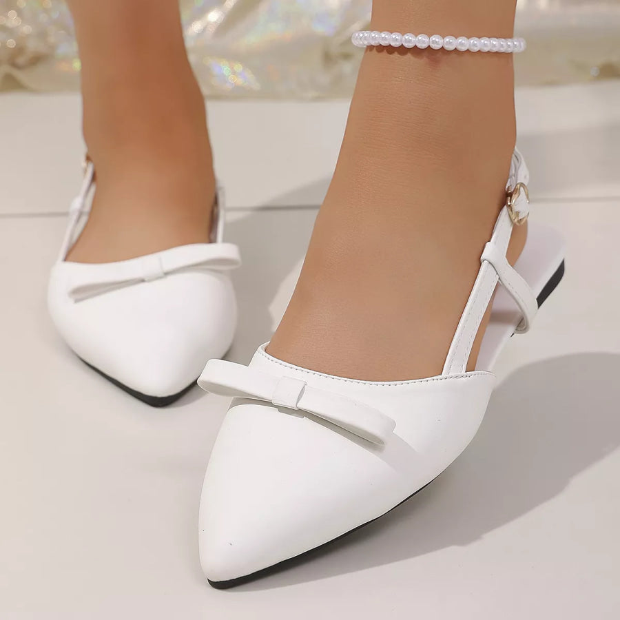 Point Toe Slingback Sandals White / 36 Apparel and Accessories