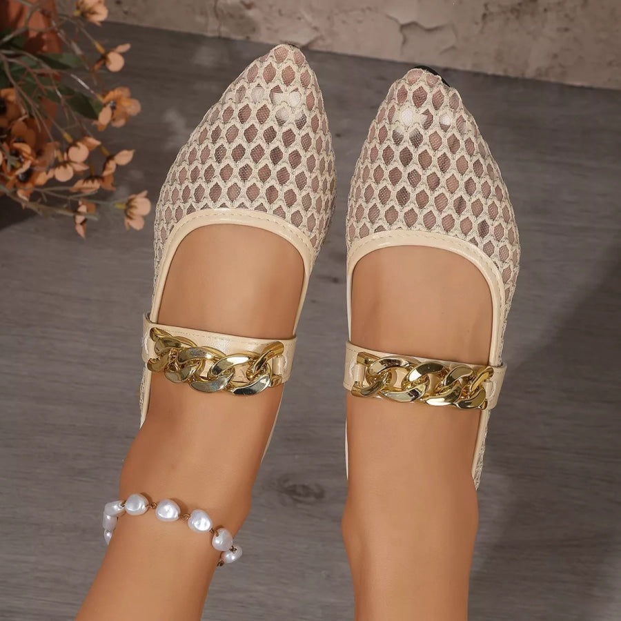 Point Toe Slip-Ons Apricot / 36 Apparel and Accessories